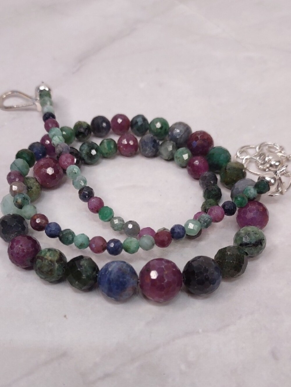 Jay King Faceted Multi-Color Sapphire/Emerald Gemstone Necklace